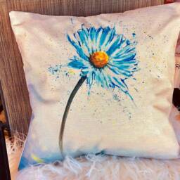 Single Blue Flower Print Decor Pillow Cover - thumbnail 2