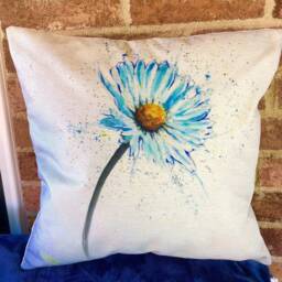 Single Blue Flower Print Decor Pillow Cover - thumbnail 3