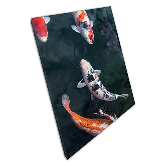 Serene Koi Carp Swimming Canvas Print Elegant Wall Art For Home, Office, Study & Living Spaces - image 1