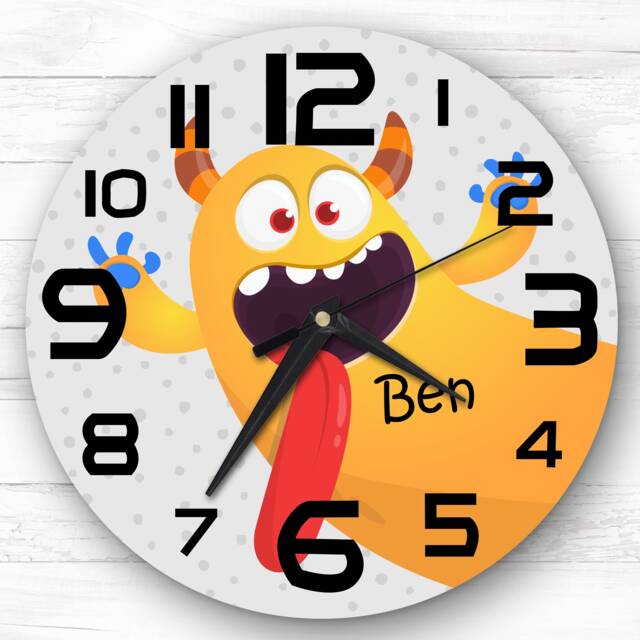 Funny Yellow Tongue Monster Custom Gift Personalised Clock - image 1