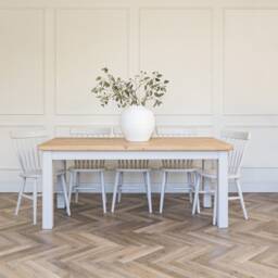Chunky Rustic Pine Wood Dining Table With Square Legs & A Matching Bench Painted Base. Customisable. Handmade To Any Size, 6-8 Seater - thumbnail 3