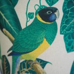Green Bird Lampshade Tropical Exotic Birds Leaves Yellow Jungle Handmade Fabric Lamp Shade Drum Ceiling Pendant Or Table Floor - thumbnail 4