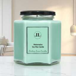 Fruity Watermelon Soy Wax Scented Candles Strong Smelling Green Candle - thumbnail 2