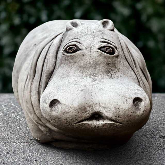 Large Hippo Sculpture Concrete Figurine Stone Wildlife Decoration Handmade Ornament Garden & Home Statue Hippo Lover Gift - image 1