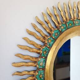 Mirror Sun & Moon 78cm Gold -Interior Decoration - Wall Home Decorative Mirrors Peruvian Handicrafts - thumbnail 3