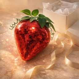 Mirror Mosaic Strawberry Vase - Red Silver Pink Sparkle Glam Decor Personalised UK - thumbnail 1
