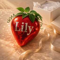 Mirror Mosaic Strawberry Vase - Red Silver Pink Sparkle Glam Decor Personalised UK - thumbnail 4