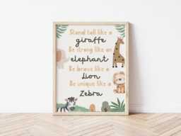 Safari Childrens Wall Print For Nursery Or Bedroom, Animal Decor, Jungle Wildlife Poster - thumbnail 1