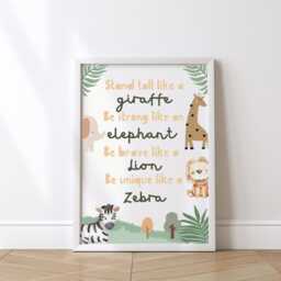Safari Childrens Wall Print For Nursery Or Bedroom, Animal Decor, Jungle Wildlife Poster - thumbnail 3