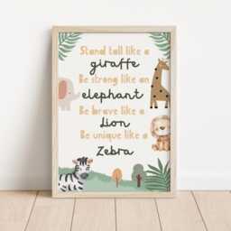 Safari Childrens Wall Print For Nursery Or Bedroom, Animal Decor, Jungle Wildlife Poster - thumbnail 2