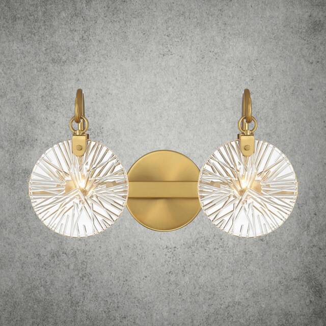 Porto 2-Light Bathroom Vanity Light in Warm Brass - image 1