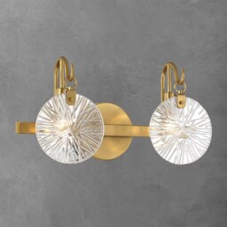 Porto 2-Light Bathroom Vanity Light in Warm Brass - thumbnail 2