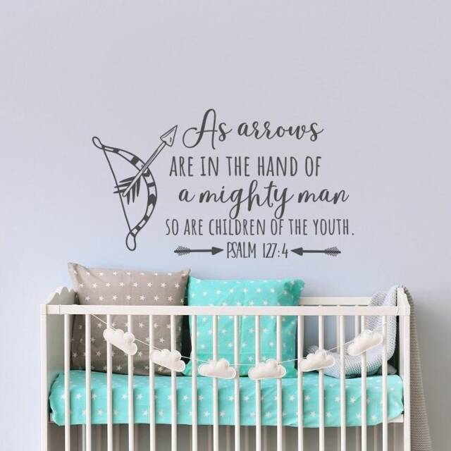 Bible Verse Nursery Wall Decal - Psalm 1274, Christian Boys Room Decor Ww243 - image 1