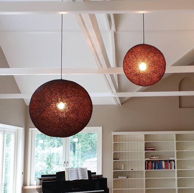 "2 Pendant Lamps Nordic Design, Double-Height Lamps, Large Pendant Handmade Lamp - Modern Sphere - 16"" Y 24" - image 1