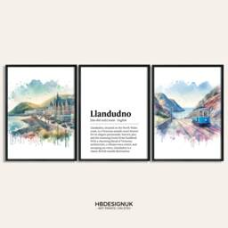 Llandudno Print Set - Of 3 Watercolour Posters - Wales Travel Prints North Poster Pictures UK Wall Art Artwork Decor - thumbnail 1
