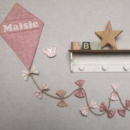 Blush Pink & Cream, Personalised Kite Wall Hanging, Boho Nursery Decor, Mary Poppins Themed Bedroom - thumbnail 3