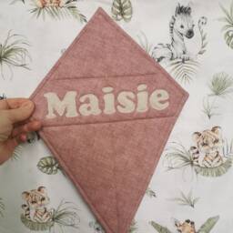 Blush Pink & Cream, Personalised Kite Wall Hanging, Boho Nursery Decor, Mary Poppins Themed Bedroom - thumbnail 2