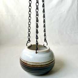 Hanging Planter, Basic Medium Ceramic Planter With Drainage Hole, Hanging Chain, Gardening Gift - thumbnail 2