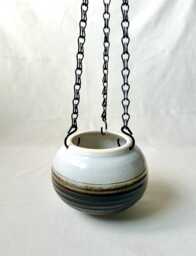 Hanging Planter, Basic Medium Ceramic Planter With Drainage Hole, Hanging Chain, Gardening Gift - thumbnail 1