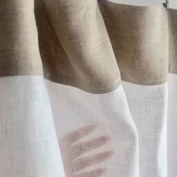 Custom Linen Valance, Natural & White, Rod Pocket Curtain - thumbnail 3