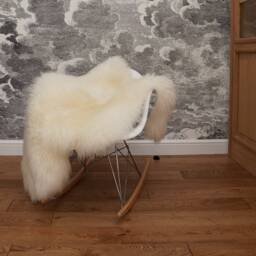 Original, Natural Giant X White Genuine Sheepskin Shag Rug Exclusive Rug Draped On Chair Bench Cheap Good Gift - thumbnail 2