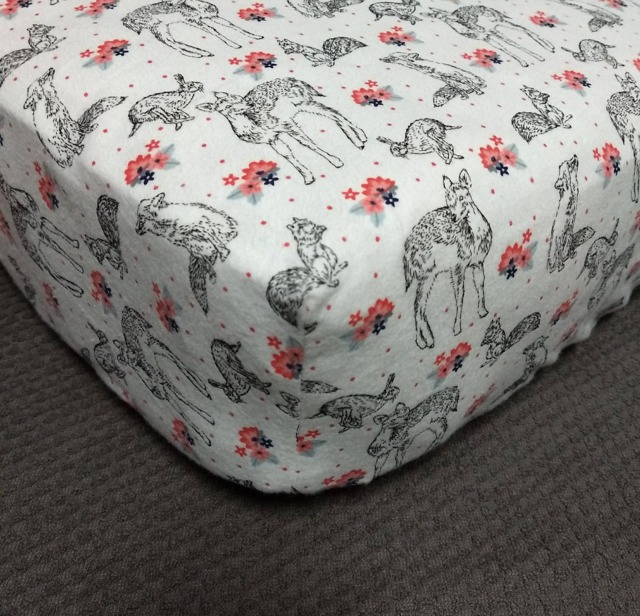 Woodland Animals Flannel Crib Sheet Deer, Rabbit, Squirrel - image 1