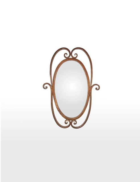 Hand Forged Copper Finish Mirror - Wrought Iron Frame, Oval Wall Art - image 1