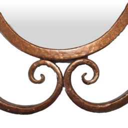 Hand Forged Copper Finish Mirror - Wrought Iron Frame, Oval Wall Art - thumbnail 3