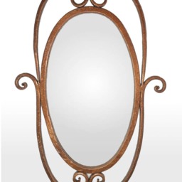 Hand Forged Copper Finish Mirror - Wrought Iron Frame, Oval Wall Art - thumbnail 2