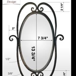 Hand Forged Copper Finish Mirror - Wrought Iron Frame, Oval Wall Art - thumbnail 4
