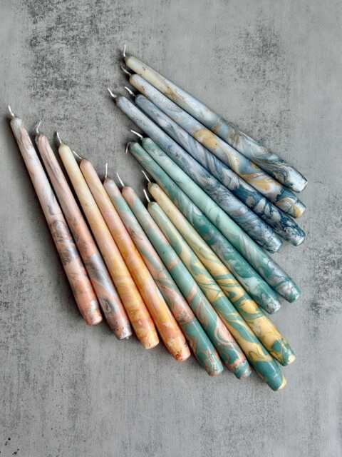 Gold Metallic Marble Taper Candles Elegant Dinner Candle Set - image 1