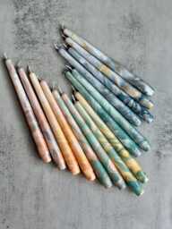 Gold Metallic Marble Taper Candles Elegant Dinner Candle Set