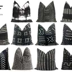 Black & White African Mudcloth Pillow Boho Farmhouse Decor - thumbnail 4