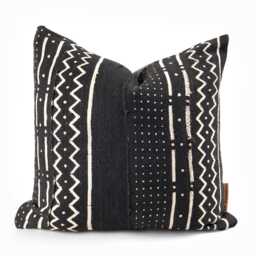 Black & White African Mudcloth Pillow Boho Farmhouse Decor - thumbnail 3