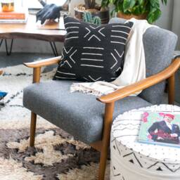 Black & White African Mudcloth Pillow Boho Farmhouse Decor - thumbnail 2