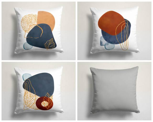 Abstract Modern Cushion Cover/Geometric Brown Blue Pillowcase/Garden Party Top/Housewarming Pillow Cover/style Original Top - image 1