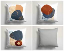 Abstract Modern Cushion Cover/Geometric Brown Blue Pillowcase/Garden Party Top/Housewarming Pillow Cover/style Original Top - thumbnail 1