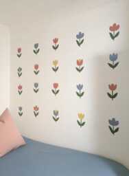 Fabric Nursery Wall Stickers - Tulips Flowers Removable Decals For Kids' Bedroom Or Girls' Playroom - thumbnail 1