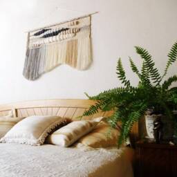 Large Woven Wall Hanging Macrame Art Yarn Wedding Backdrop Decor Coffee Brown Gray Beige Tapestry - thumbnail 4