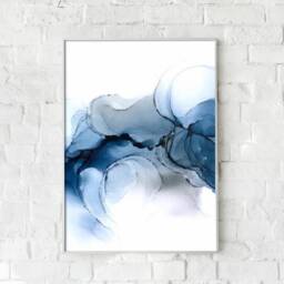 Blue Marble Texture Print Abstract Watercolor Wall Art - thumbnail 4