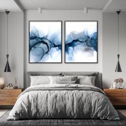 Blue Marble Texture Print Abstract Watercolor Wall Art - thumbnail 2