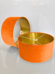 New Luxury Velvet Coral Orange Drum Lamp Shade & Pendant Light Suitable For Both Table Ceilings - thumbnail 1