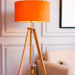 New Luxury Velvet Coral Orange Drum Lamp Shade & Pendant Light Suitable For Both Table Ceilings - thumbnail 2