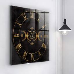 Roman Numbers Tempered Glass Clock, Golden Personalized Astronomy Themed Custom Wall Clock - thumbnail 2