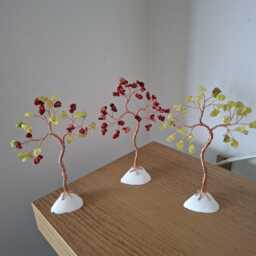 Mini Coral & Jade Tree, 35Th Anniversary Gift For Parents, Gemstone Wire Tree - thumbnail 2