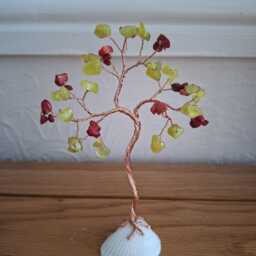 Mini Coral & Jade Tree, 35Th Anniversary Gift For Parents, Gemstone Wire Tree - thumbnail 4