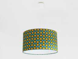 Lampshade - Pendant Light in Yellow & Blue African Wax Fabric, Ideal Christmas/Birthday Gift Idea, Decoration - thumbnail 1