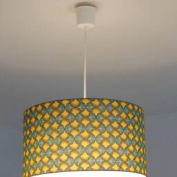 Lampshade - Pendant Light in Yellow & Blue African Wax Fabric, Ideal Christmas/Birthday Gift Idea, Decoration - thumbnail 3