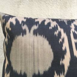 Silk Ikat Pillow Cover, Handwoven Decorative Cushion - 16x24 - thumbnail 2