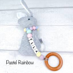 Personalised Bespoke Gift My First Easter Bunny Rattle Sensory Engraved Toy Newborn New Mum Gift Name - thumbnail 2